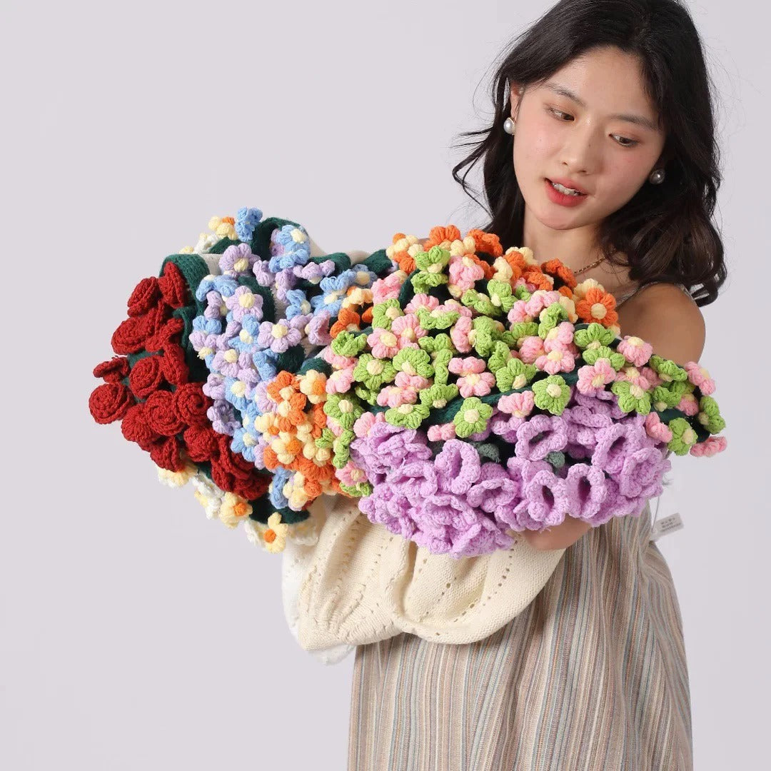 Handmade Crochet Rose Bouquet Blanket (Finished Product)